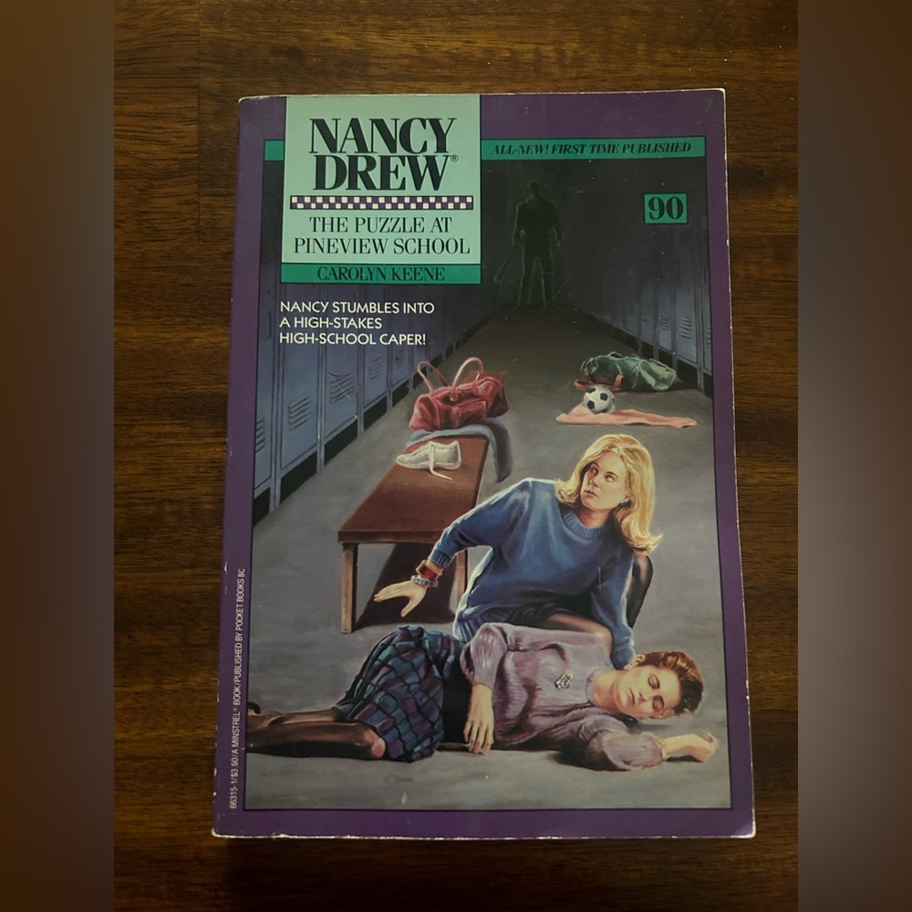 ✨ 4/$25 – Nancy Drew Puzzle at Pineview School by C Keene 1989 Vintage Book 90